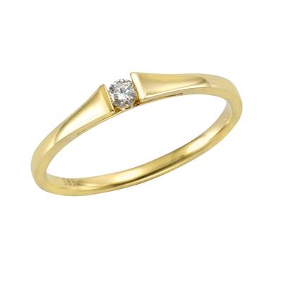 Fingerring OROLINO "Gold 585 mit Brillant 0,08ct." Gr. 19, gelb (gelb, weiß), Fingerringe, Damen, 060 (19,1), 0,08 ct SI