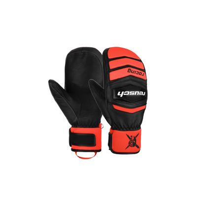 Fäustlinge REUSCH "Worldcup Warrior Team Mitten", Damen, Gr. 7,5, schwarz (schwarz, rot), 50% Ziegenleder, 50% Polyester