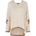 Kapuzenpullover CLOUD 5IVE "Damen Cloud5ive Damen Oversized Hoodie mit Stern Print hinten" Gr. S, beige Damen Pullover Kapuzenpullover