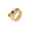 Fingerring ZEEME "Silber 925 vergoldet mit Blautopas (beh.) Peridot Amethyst" Gr. 54, gelb (gelb, blau), Fingerringe, Damen, 054 (17,2), 1,5 ct, Silber 925 (Sterlingsilber)