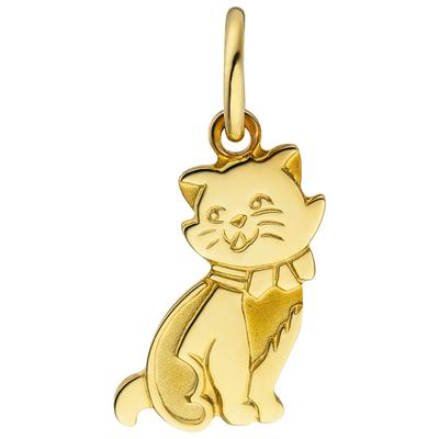 Ketten-Anhänger JOBO "Anhänger Katze", gold (gelbgold 333), Schmuckanhänger, Damen, Gelbgold 333, 333 Gold