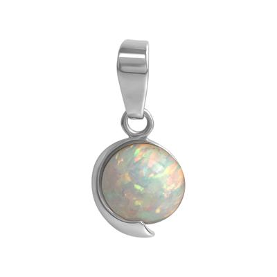 Ketten-Anhänger VIVANCE "925/- Sterling Silber rhodiniert imit. Opal weiß", weiß (weiß, weiß), Schmuckanhänger, Damen, O