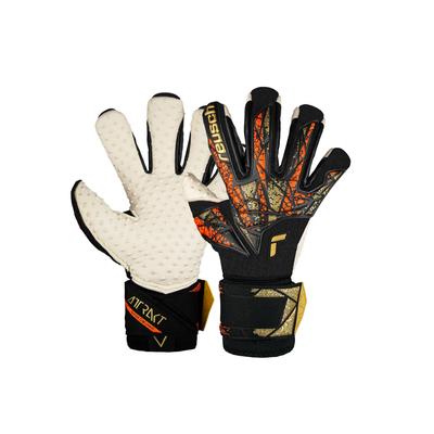 Torwarthandschuhe REUSCH "Attrakt SpeedBump Ortho-Tec", Damen, Gr. 9, gold (schwarz, goldfarben), 55% Elastodien, 30% Polyamid, 15% Polyester, mehrfarbig, sportlich, Handschuhe, mit Evolution Negative Cut