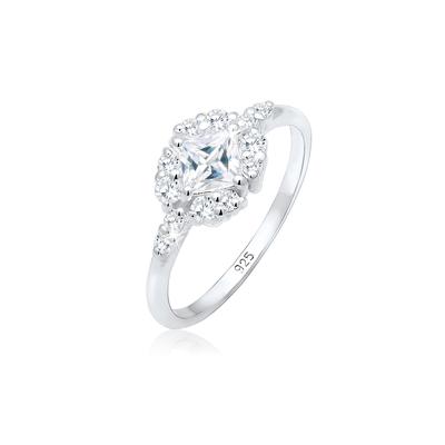 Verlobungsring ELLI PREMIUM "Verlobungsring Zirkonia Weiß 925 Sterling Silber" Gr. 54, silber, Fingerringe, Damen, 54mm, Silber 925 (Sterlingsilber), 1mm Image