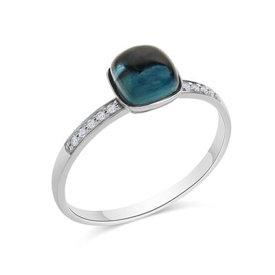 Fingerring DIAMONDS BY ELLEN K. "585 Gold Blautopas Diamant 0,054ct." Gr. 18, weiß (weiß, weiß), Fingerringe, Damen, 056 (17,8), 0,054 ct P2 = erkennbare Einschlüsse, Gold Image