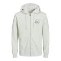 Sweatjacke JACK & JONES "JJFOREST SWEAT ZIP HOOD" Gr. M, weiß (white melange) Herren Sweatjacken