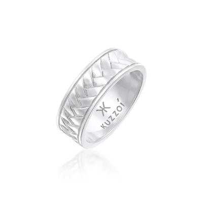 Silberring KUZZOI "Herren Bandring Used Vintage Retro 925 Silber" Gr. 56, silber, Fingerringe, Herren, 56mm, ohne Stein, Silber 925 (Sterlingsilber) Image