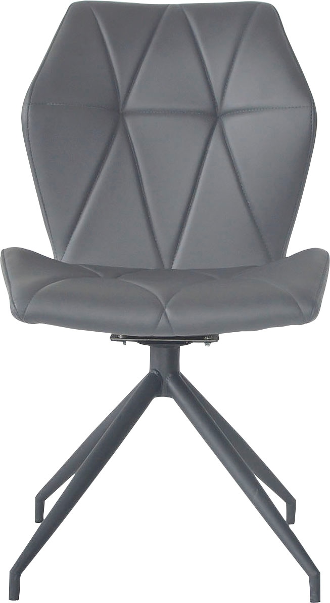 Esszimmerstuhl BYLIVING "Imke", grau (grau, schwarz), B:62cm H:90,5cm T:62cm, Metall, Stühle, Esszimmerstuhl, 2er-Set, gemütlicher Esszimmerstuhl mit Steppung, 360 Grad drehbar