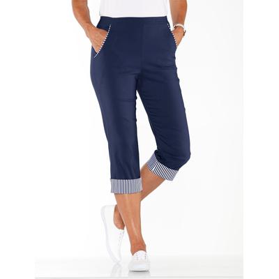 Caprihose CASUAL LOOKS, Damen, Gr. 50, Normalgrößen, blau (marine), 72% Viskose, 25% Polyamid, 3% Elasthan, gemustert, mehrfarbig, knielang, Hosen Image