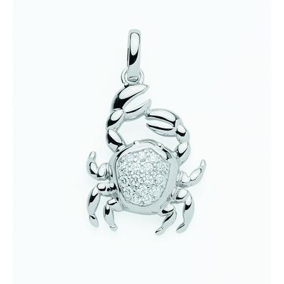 Kette mit Anhänger ADELIA´S "925 Silber Sternzeichen Anhänger Krebs mit Zirkonia", silber, Halsketten, Damen, Silber 925 (Sterlingsilber), Schmuckset - Set mit Halskette Image