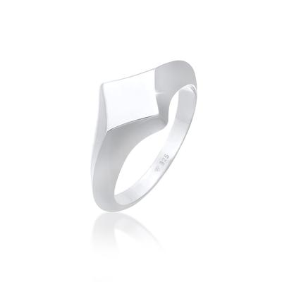 Siegelring ELLI PREMIUM "Siegelring Raute Geo Look 925 Silber" Gr. 58, silber, Fingerringe, Damen, 58mm, Silber 925 (Sterlingsilber), 2.1mm Image