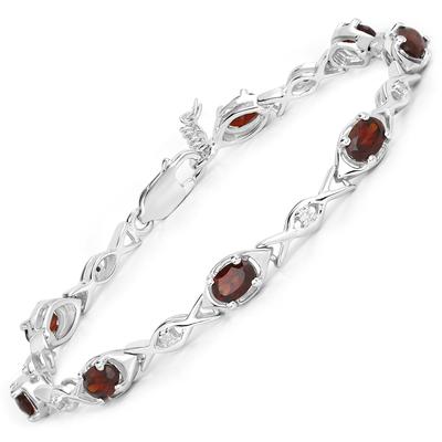 Armband VIRA JEWELS "925-Sterling Silber rhodiniert Glänzend Granat bordeaux", weiß, Armbänder, Damen, 19cm, Silber 925 (Sterlingsilber), glänzend Image