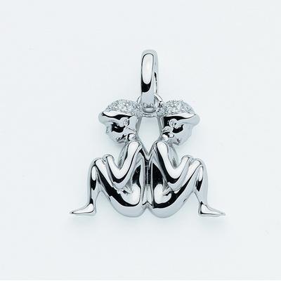 Kette mit Anhänger ADELIA´S "925 Silber Sternzeichen Anhänger Zwilling mit Zirkonia", silber, Halsketten, Damen, Silber 925 (Sterlingsilber), Schmuckset - Set mit Halskette Image