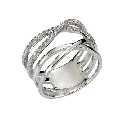 Fingerring ZEEME "925 Silber rhodiniert Zirkonia weiß" Gr. 18, weiß (weiß, weiß), Fingerringe, Damen, 018 (57,0), Silber 925 (Sterlingsilber) Image