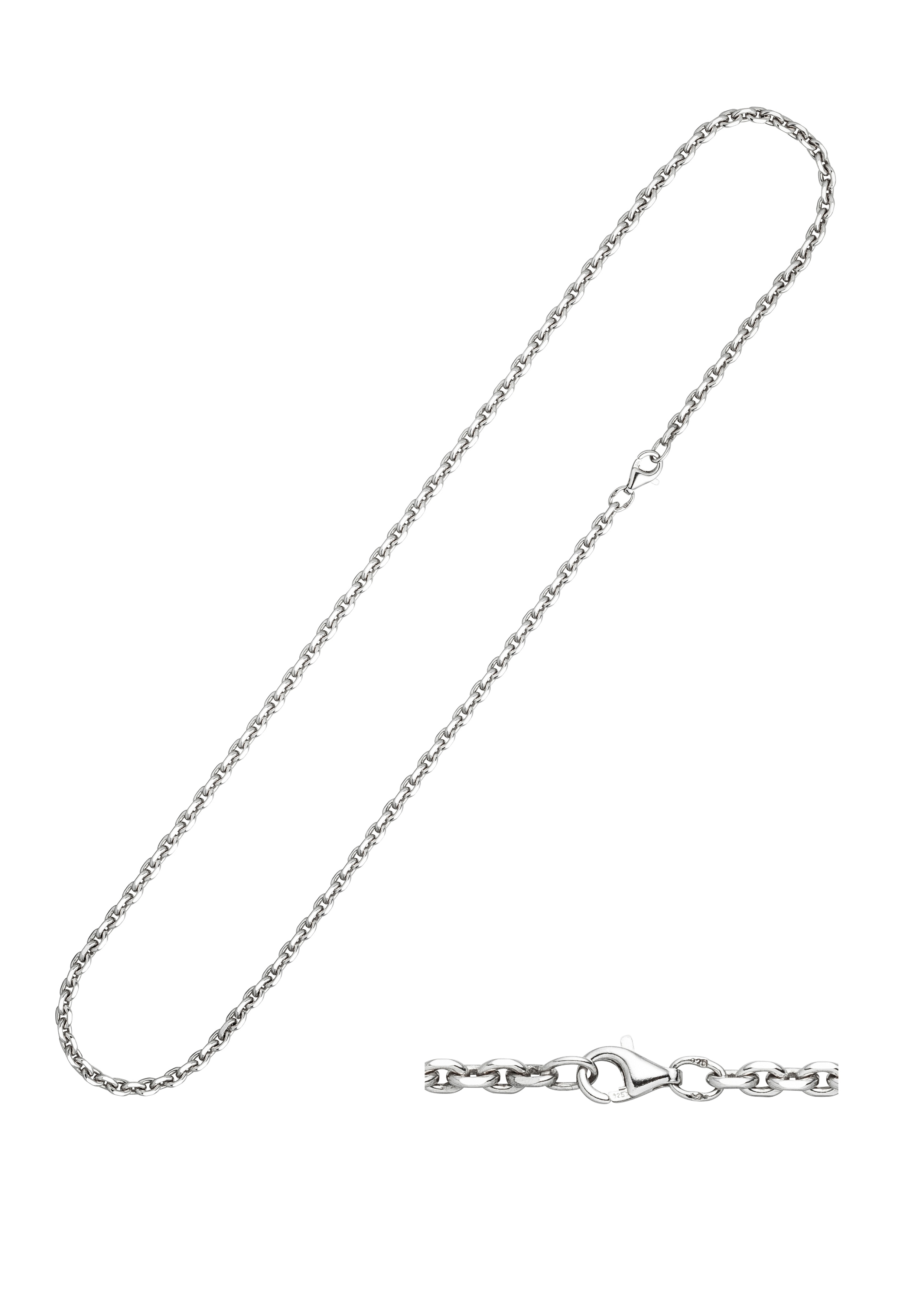 Silberkette JOBO, silber (silber 925), Halsketten, Damen, Silber 925 (Sterlingsilber), L: 55, Ankerkette 925 Silber diamantiert 55 cm Image