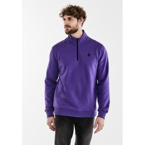 Sweatshirt STREET ONE MEN Gr. L (52), lila (ultra violet) Herren Sweatshirts mit Stehkragen