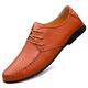 Ninepointninetynine Shoes Dress Oxford for Men Lace Up Derby Shoes Round Apron Toe Faux Leather Non Slip Resistant Low Top Rubber Sole Party (Color : Red Brown, Size : 7 UK)