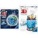 Ravensburger 3D Puzzle Erde im Nachtdesign Nachtlicht 11844 Puzzle-Ball 72 Teile für Globus Fans ab 6 Jahren & 3D Puzzle 11176 Utensilo Unterwasserwelt 54 Teile Stiftehalter