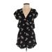 Mimi Chica Romper V Neck Short sleeves: Black Floral Rompers - Women's Size X-Small