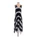 Mona B Casual Dress - Midi: Black Chevron Dresses - Women's Size Small