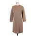 Club Monaco Casual Dress - Sweater Dress High Neck 3/4 sleeves: Brown Stripes Dresses - Women's Size X-Small