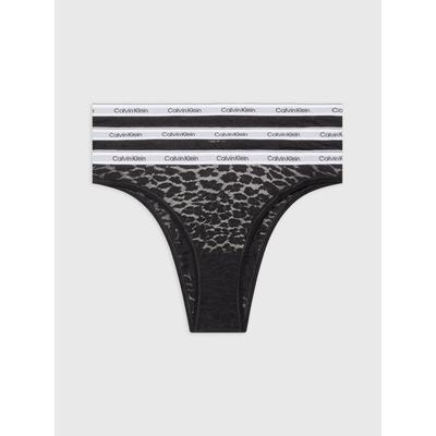 Brasilslip "3 PACK BRAZILIAN (LOW-RISE)", Damen, Gr. XL (42/44), schwarz (schwarz, schwarz, schwarz), Spitze, Obermaterial: 87% Polyamid, 13% Elasthan, CALVIN KLEIN UNDERWEAR, gemustert, körpernah, Unterhosen, mit Logobund Image