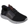 Slip-On Sneaker SKECHERS "INGRAM-BRACKETT", Herren, Gr. 45, schwarz (schwarz, grau), Textil, casual, Schuhe, Slipper, Trainingsschuh, Freizeitschuh in veganer Verarbeitung, Topseller
