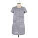 J.Crew Casual Dress - DropWaist Crew Neck Short sleeves: Gray Print Dresses - Women's Size 0