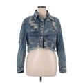 Indigo Thread Co. Denim Jacket: Blue Acid Wash Print Jackets & Outerwear - Women's Size X-Large