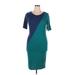 Lularoe Casual Dress - Sheath: Teal Color Block Dresses - New - Women's Size X-Large
