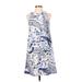 Lauren by Ralph Lauren Casual Dress - Mini Crew Neck Sleeveless: Blue Print Dresses - Women's Size 2 - Print Wash