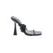 Sheln Heels: Slide Stilleto Feminine Black Solid Shoes - Women's Size 5 1/2 - Open Toe