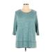 Terra & Sky Casual Dress - Shift Crew Neck 3/4 sleeves: Blue Marled Dresses - Women's Size 0X