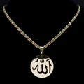 Collier pendentif dieu d'Allah en acier inoxydable pour femmes et hommes plaqué or colliers de la