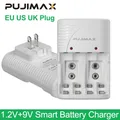 PUJIMAX – chargeur de batterie intelligent mural à 4 fentes batterie Rechargeable 9V et 1.2V