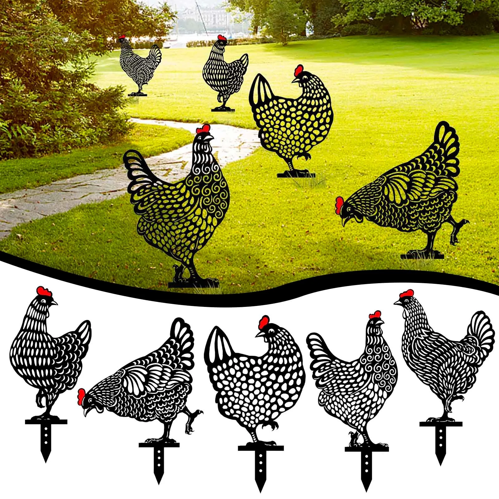 Décor de jardin poulet cour Art extérieur arrière-cour piquets de pelouse acrylique poule cour décor cadeau décorations de pâques ornements de jardinage