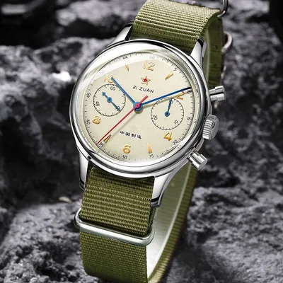 Red Star-Montre pilote pour homme chronographe ST1901 mouvement saphir montres-bracelets