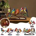 Oiseaux teintés sur branche ornement de bureau figurine d'oiseau britannique oiseau en métal