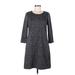 Nicole Miller Casual Dress - A-Line: Gray Jacquard Dresses - Women's Size Medium
