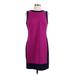 Lauren by Ralph Lauren Casual Dress - Sheath High Neck Sleeveless: Purple Color Block Dresses - Women's Size 10