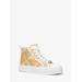 Michael Kors Evy Empire Logo Jacquard Straw High-Top Sneaker Natural 6
