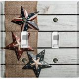 WorldAcc American Flag Star Fence Nature Themed 2 - Gang Toggle Light Switch Standard Wall Plate in White | 4.5 H x 4.56 W x 0.15 D in | Wayfair