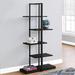 Gracie Oaks Blalock Bookshelf, Bookcase, Etagere, 5 Tier, 60"H, Office, Bedroom, Metal, Laminate, Brown Wood in Black | Wayfair