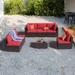 Latitude Run® Caril 6 - Person Outdoor Seating Group w/ Oversized Seating Depth Metal in Red/Brown | 26.18 H x 147 W x 88 D in | Wayfair