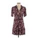 Collective Concepts Casual Dress - Mini V Neck Short sleeves: Burgundy Dresses - Women's Size Small
