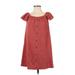 Madewell Casual Dress - A-Line Off The Shoulder Short Sleeve: Red Dresses - Women's Size Small