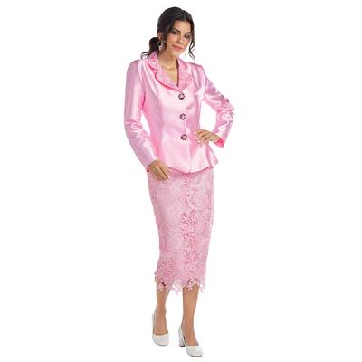 Lace Suit (Size 12) Light Pink, Polyester