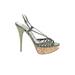 Miu Miu Heels: Green Print Shoes - Women's Size 39.5 - Open Toe