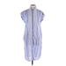 Zara Basic Casual Dress - Shirtdress Collared Short sleeves: Blue Print Dresses - Women's Size X-Small