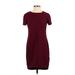 Topshop Casual Dress - Shift: Burgundy Solid Dresses - Women's Size 2